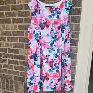 Nordstrom Eliza J Scuba Fit And Flare Floral Dress Size 18W